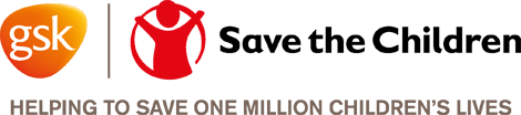 GSK and Save the Children 'Helping to save one million children' logo