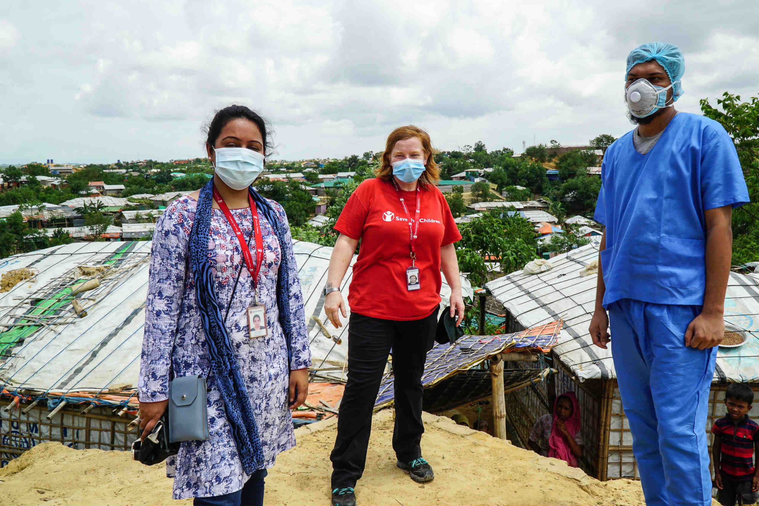 Dr Nabila (left) and Rachael Cummings (middle) and Rasadul Hasan (right) are working on the COVID-19 response in Cox's Bazar